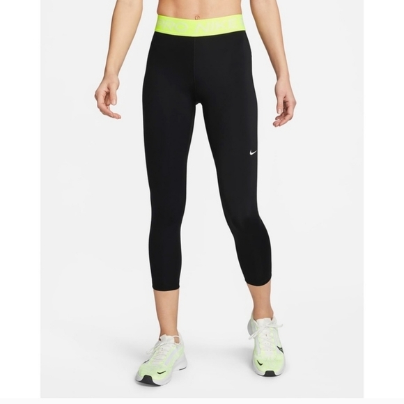 Nike Pro 365 Women's Mid-Rise Cropped Mesh Panel Leggings Black Size XS NWT - Picture 1 of 10